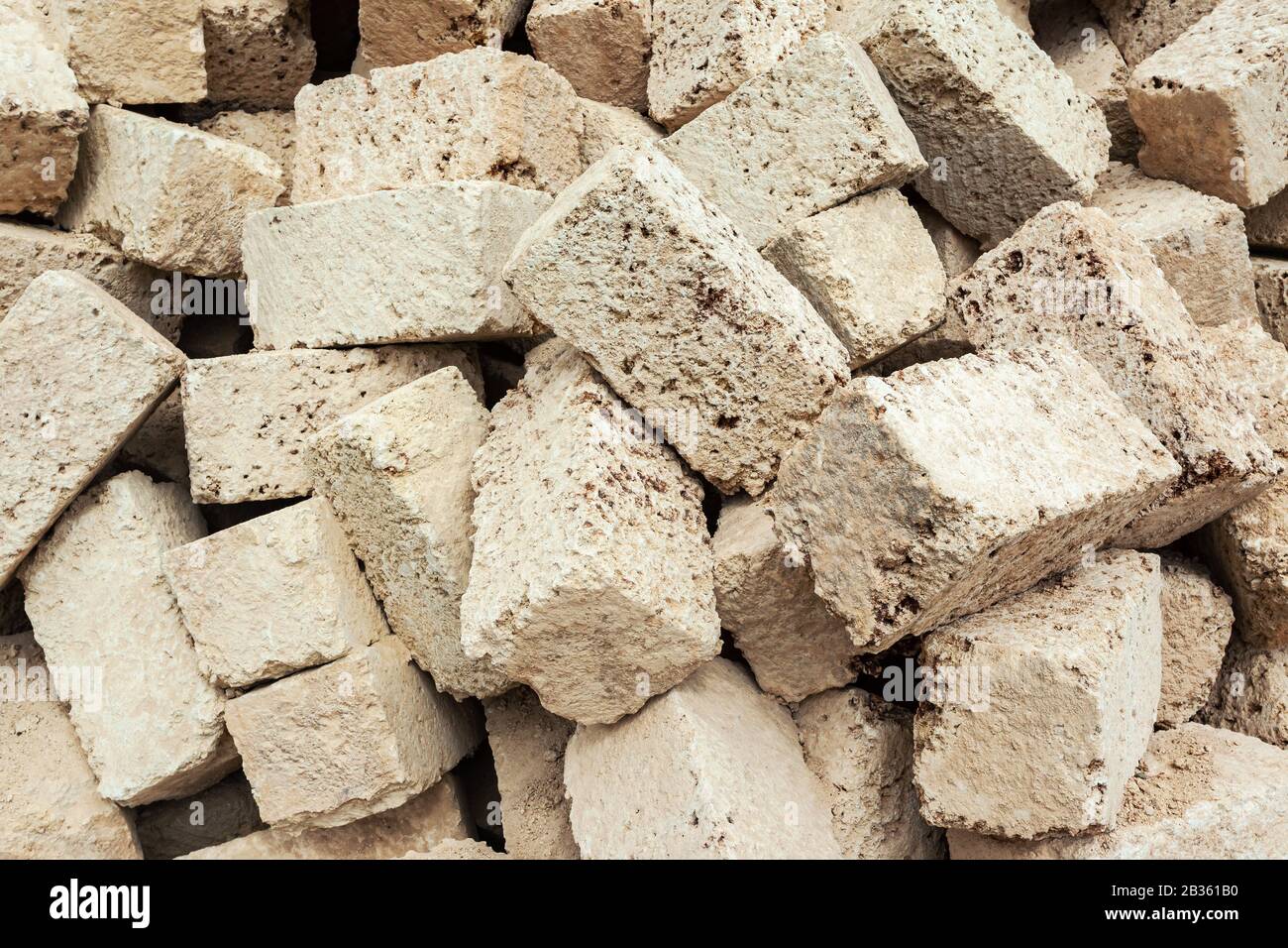 A pile of coral rag bricks (Kenya)  - local construction material Stock Photo