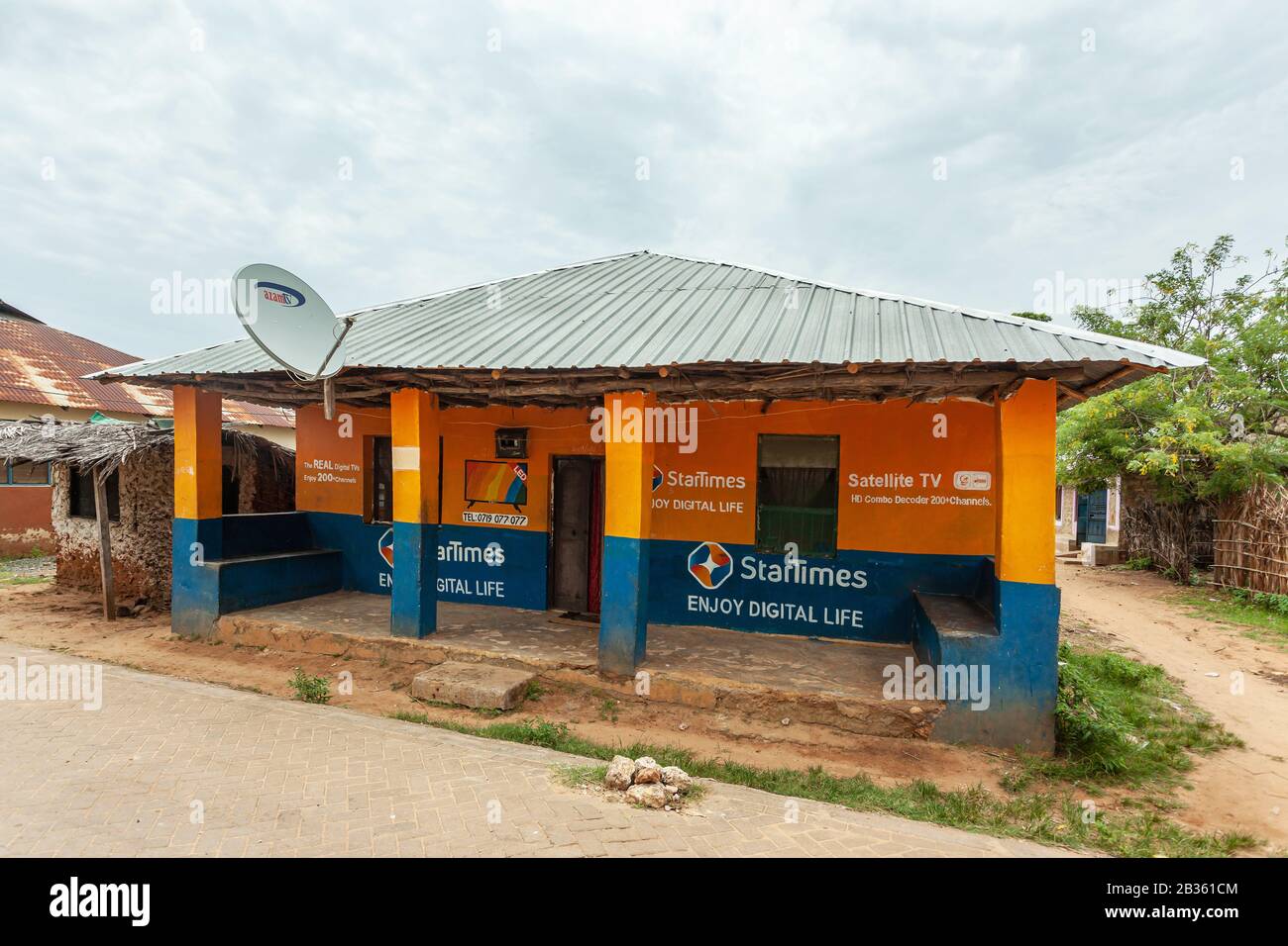 A small electronics shop in rural Kenya Stock Photo