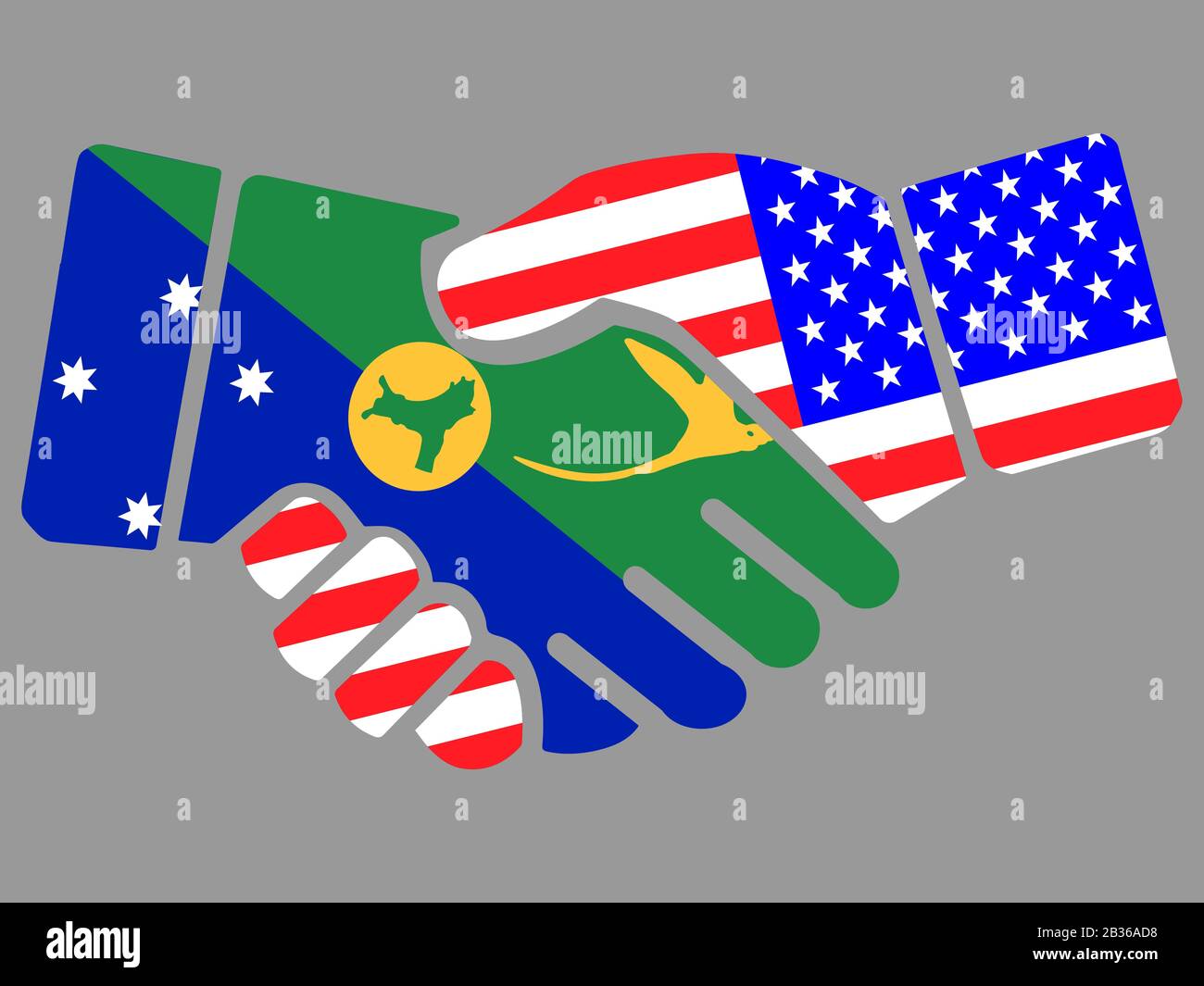 Christmas island and USA flags Handshake vector Stock Vector Image