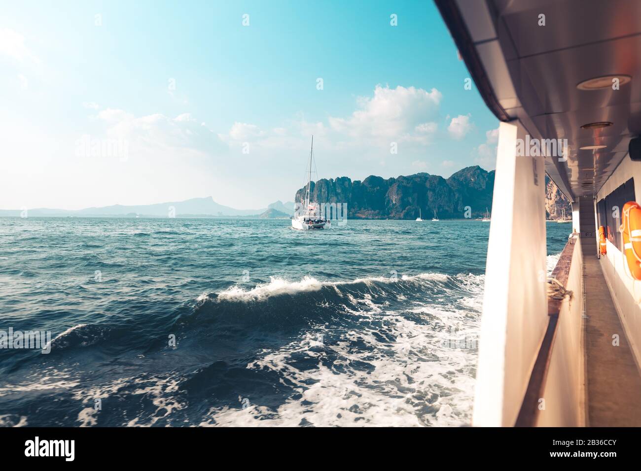On the boat travel to the islands, clear skies and sea Stock Photo - Alamy