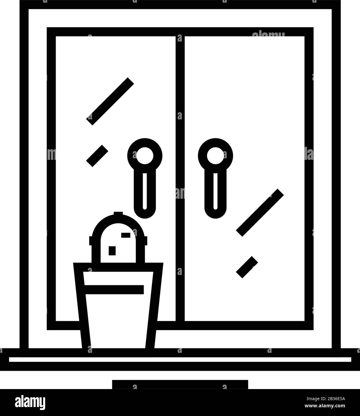 Window view line icon, concept sign, outline vector illustration