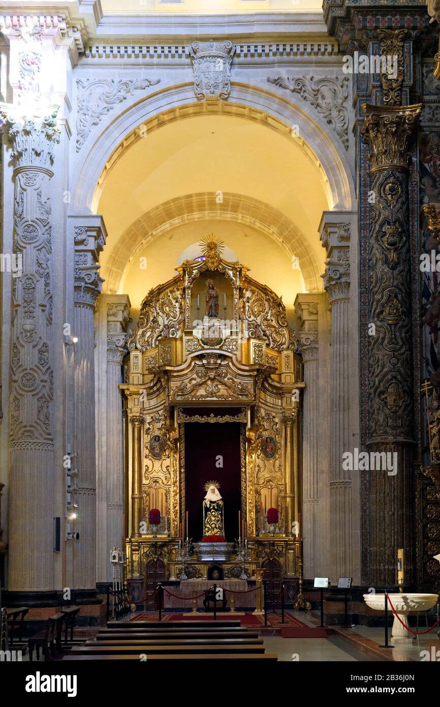 Spain, Andalusia, Seville, Alfalfa district, Iglesia colegial del Divino Salvador (Holy Savior Church), Baroque altarpiece Stock Photo