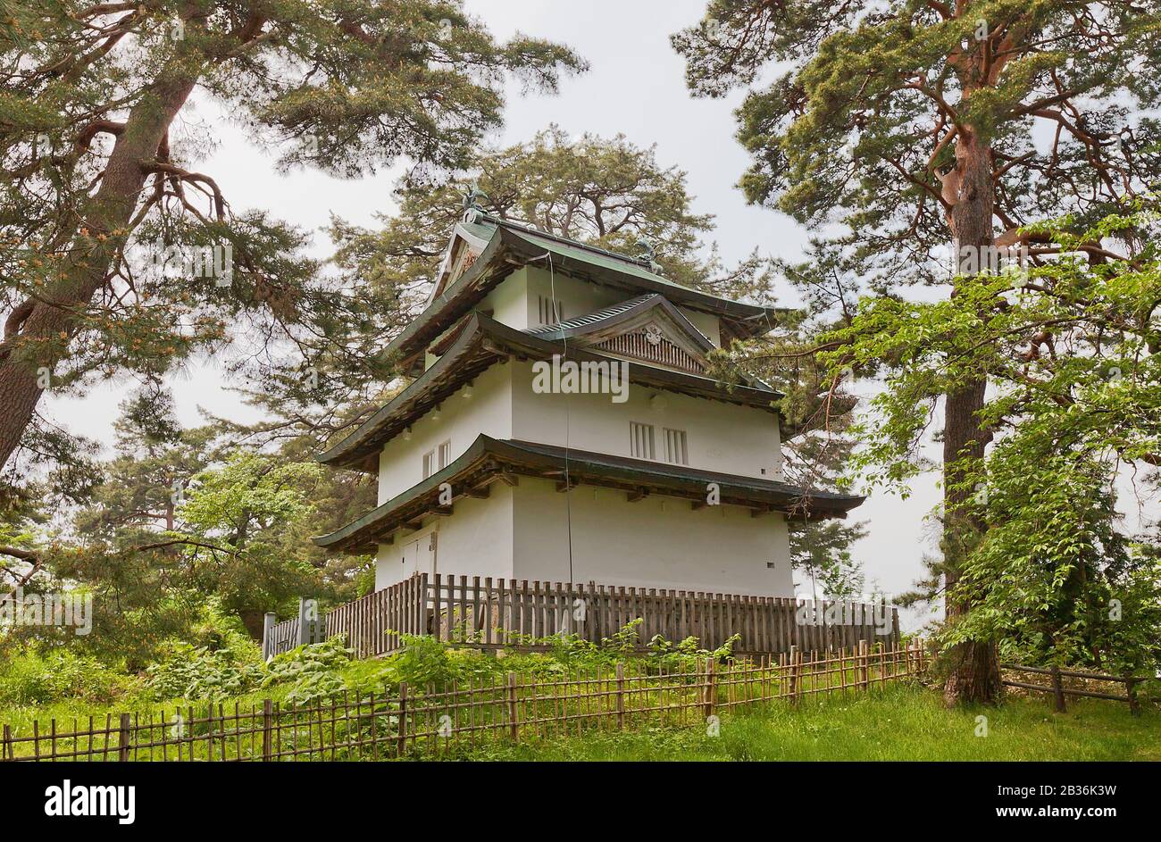 Ninomaru Hitsujisaru Turret (circa 17th c.) of Hirosaki Castle. Important Cultural Property of Japan Stock Photo