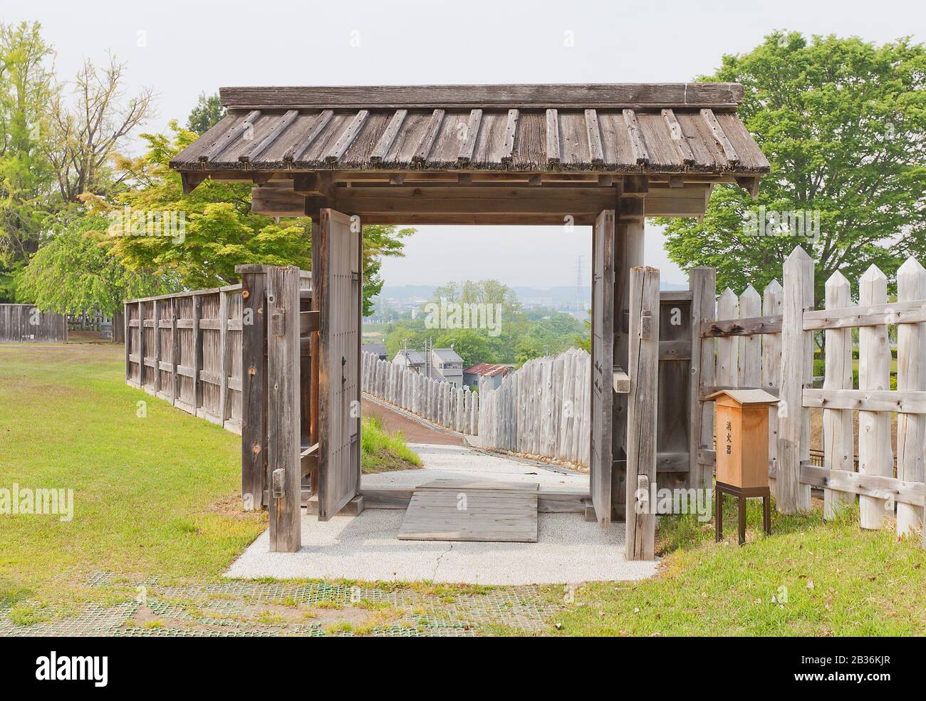 Reconstructed gate and palisade wall of Ne Castle in