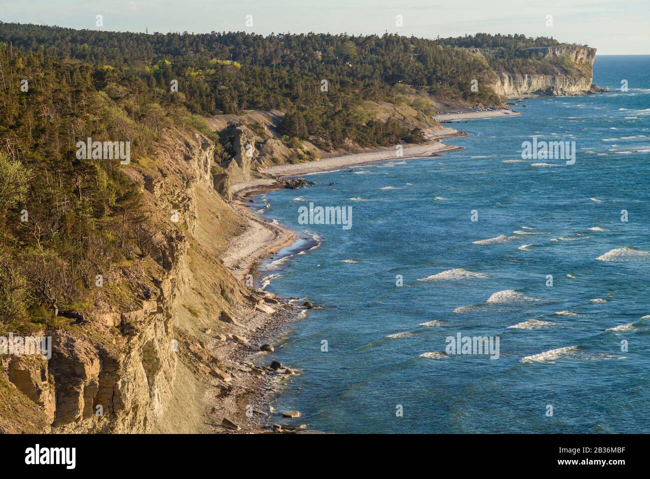 Sweden, Gotland Island, Hogklint, high angle view of western cliffs Stock Photo