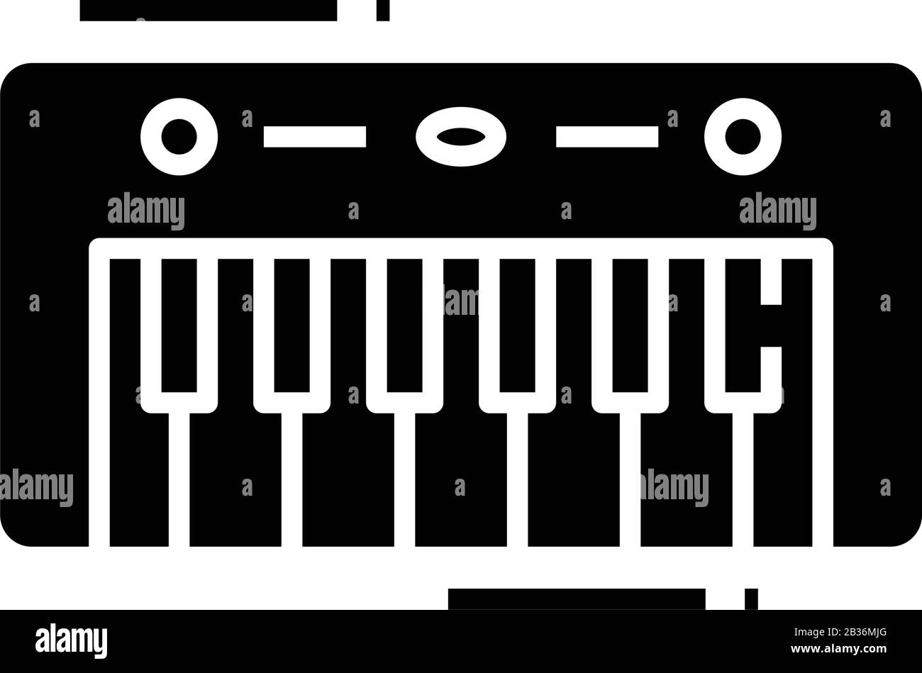 Musical keyboard black icon, concept illustration, vector flat symbol