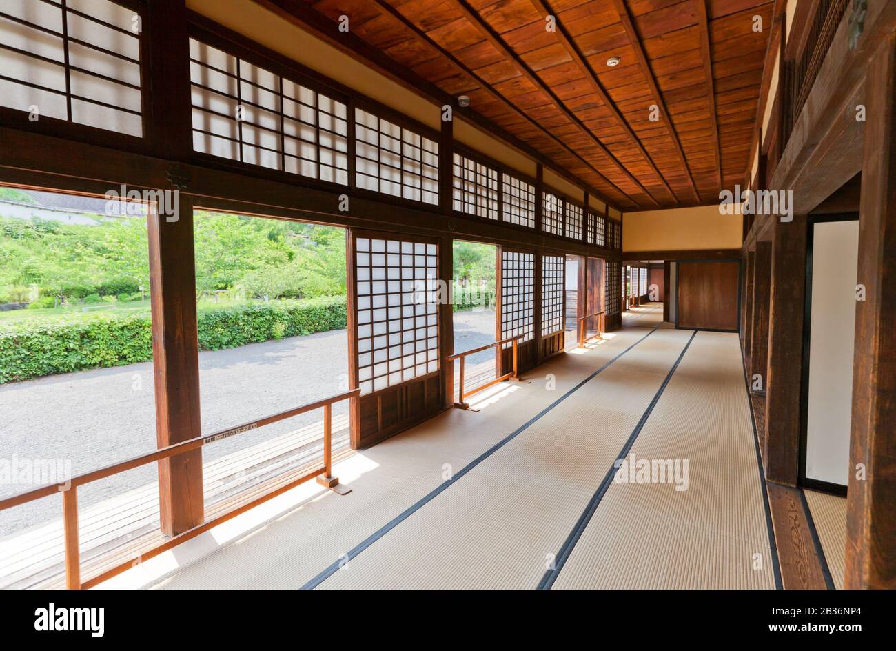 Interior of Palace of Second Bailey (Ninomaru Goten, rebuilt in 1861) of Kakegawa Castle, Japan. Castle was founded in 1497 by Asahina Yasuhiro and de Stock Photo