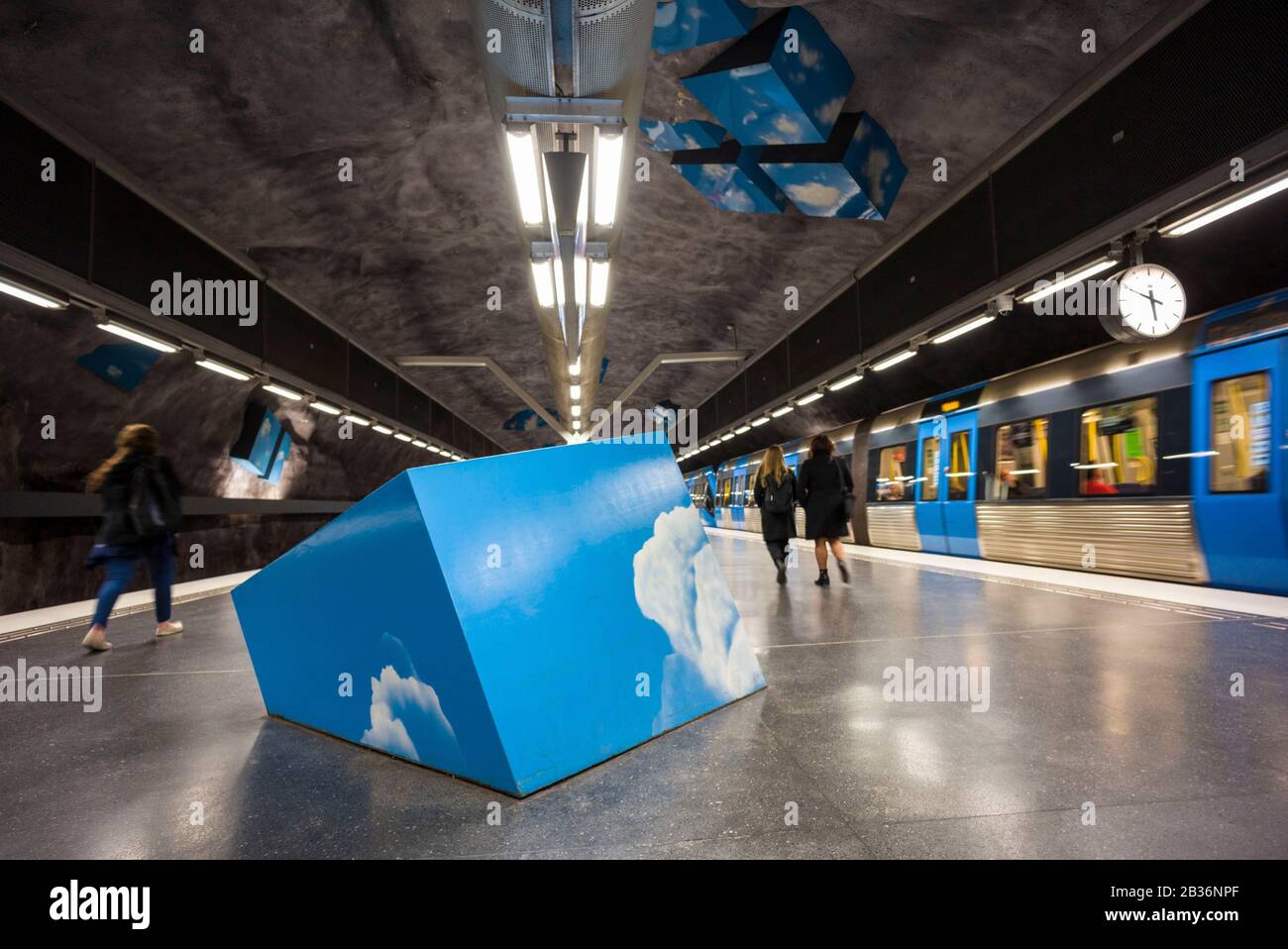 Sweden, Stockholm, Stockhom Underground Metro, Solna Strand Station Stock Photo