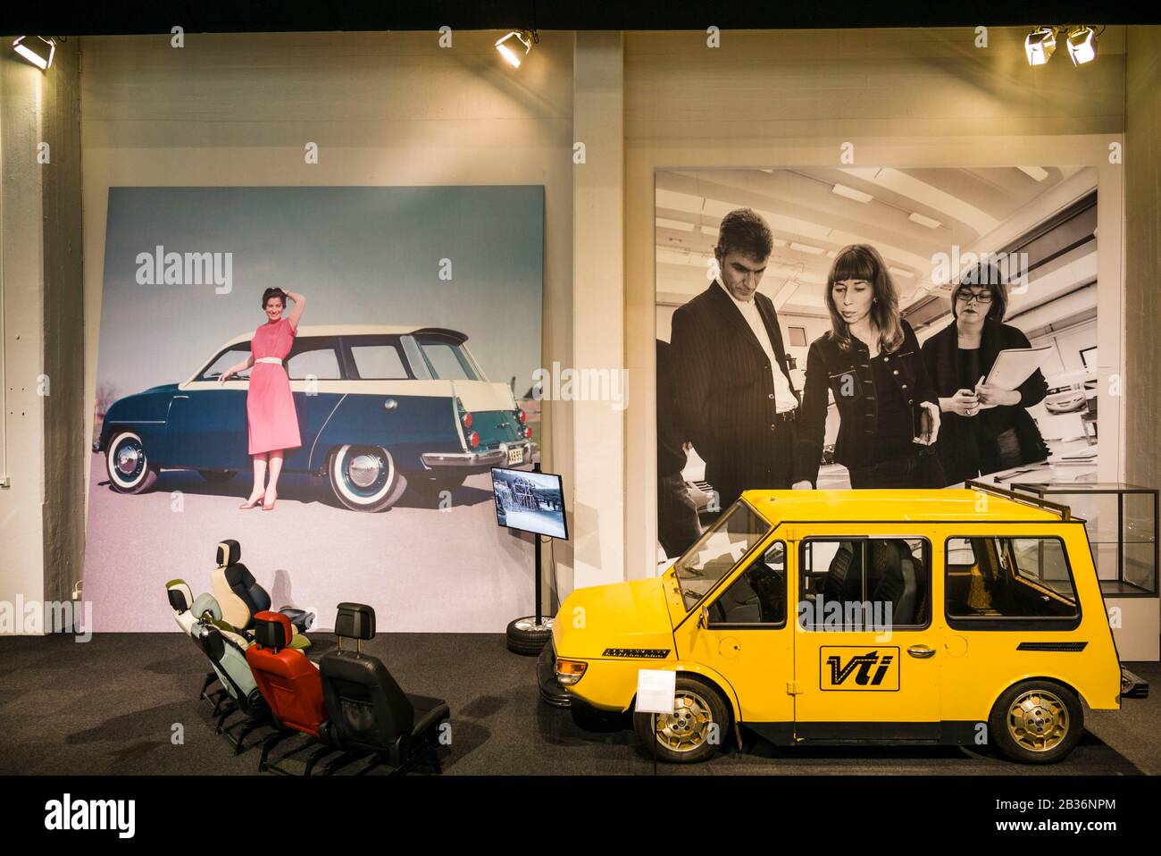 Sweden, Vastragotland, Trollhattan, Saab Car Museum, SAAB electric car prototype Stock Photo