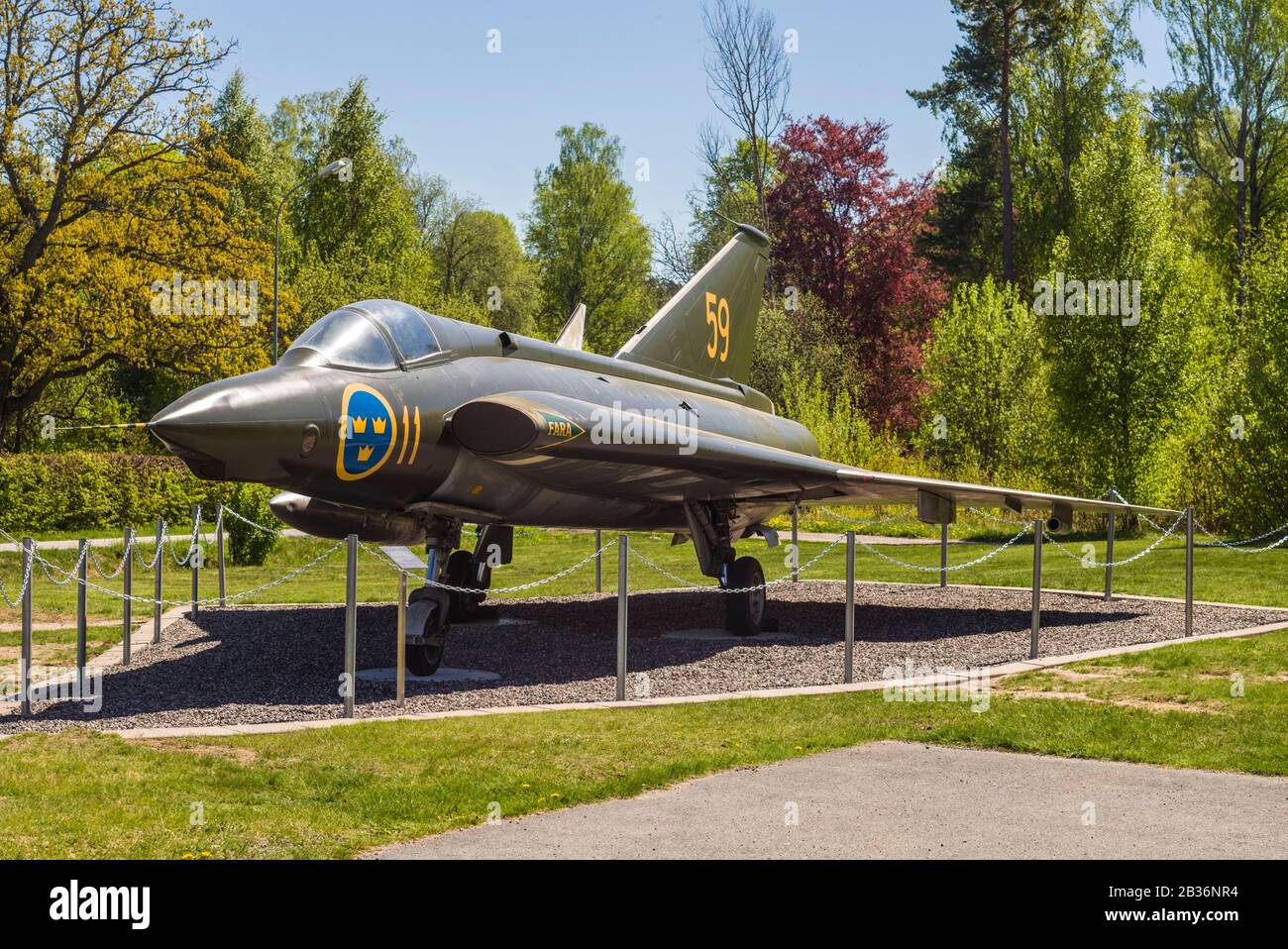 Sweden, Southeastern Sweden, Nykoping, F11 reconaissance aircraft, F11 Museum Stock Photo