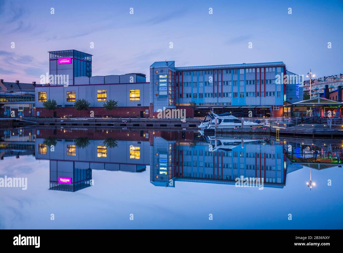 Sweden, Varmland, Karlstad, Gasthamn, renovated harbor now home to high