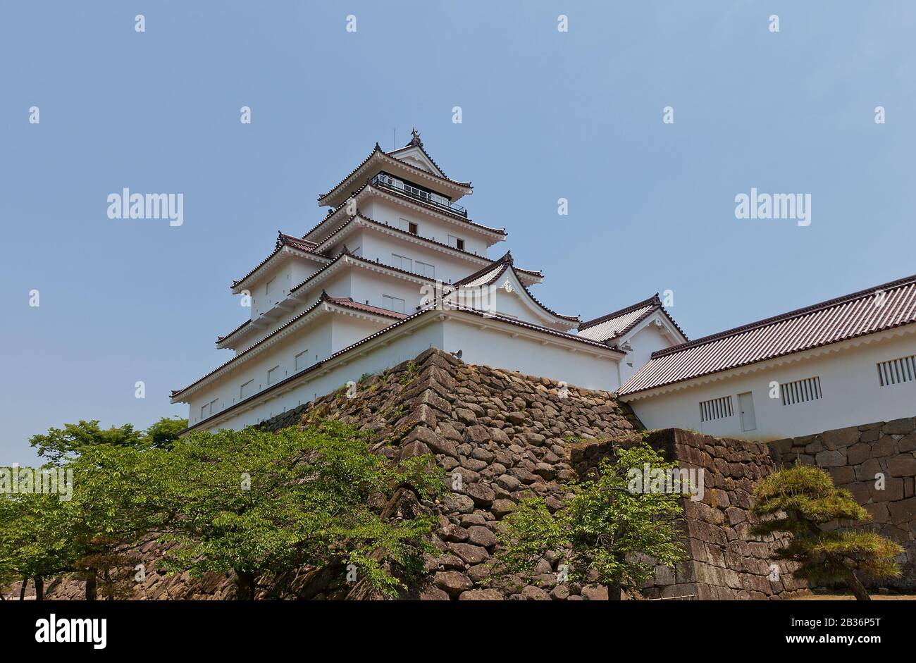 Main Keep of Aizu-Wakamatsu Castle (Tsuruga-jo), Japan. Castle was founded in 1384 by Ashina Naomori, demolished in 1874 and reconstructed in 1965 Stock Photo