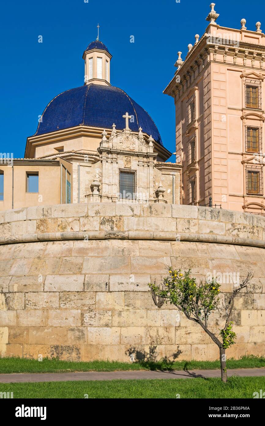 Valencia, Spain - November 3, 2019: St. Pius V Palace hosting Museum of Fine Arts or Museu de Belles Arts de Valencia with its elegant Baroque dome wi Stock Photo
