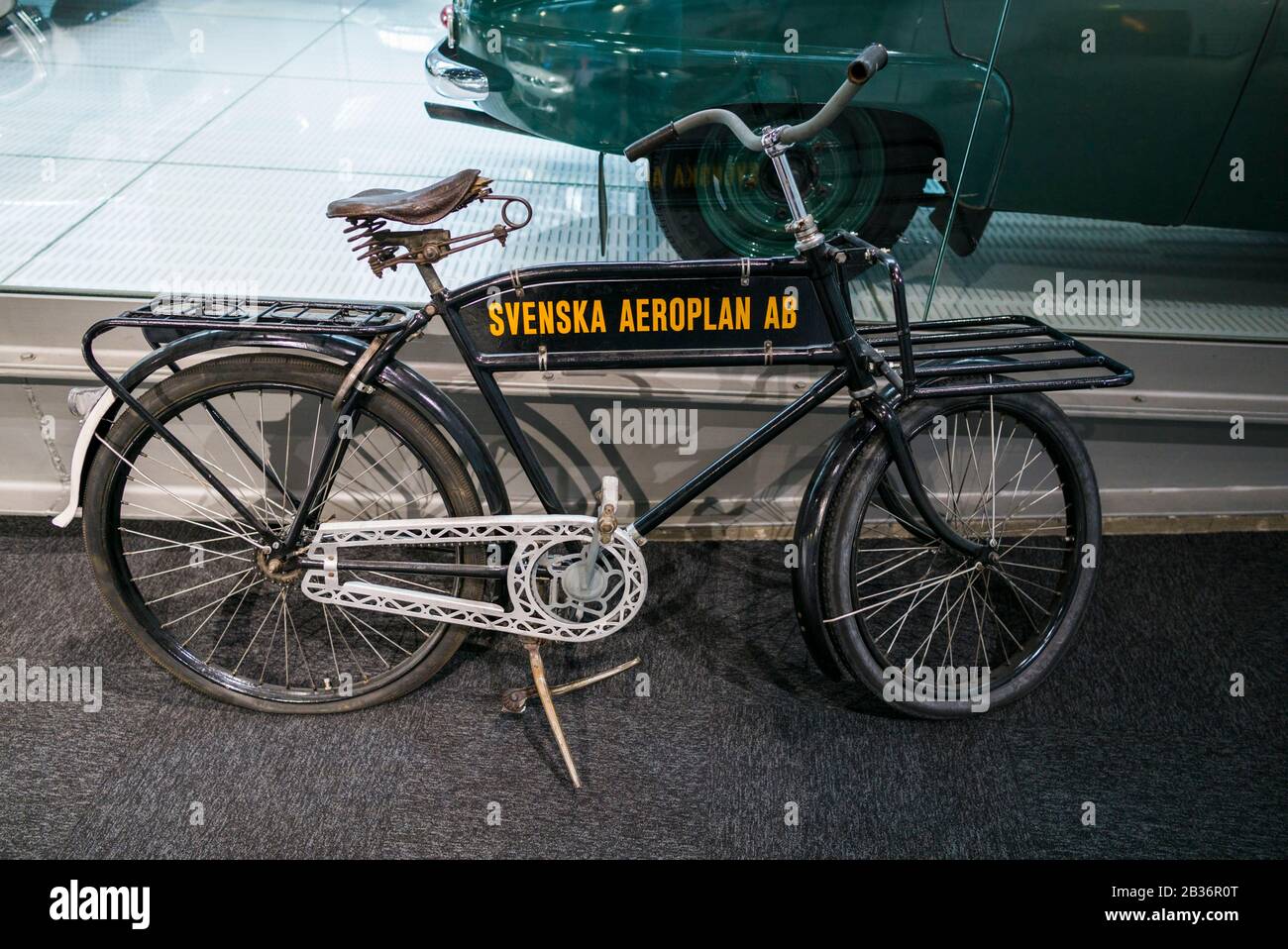 Sweden, Vastragotland, Trollhattan, Saab Car Museum, SAAB factory bicycle Stock Photo