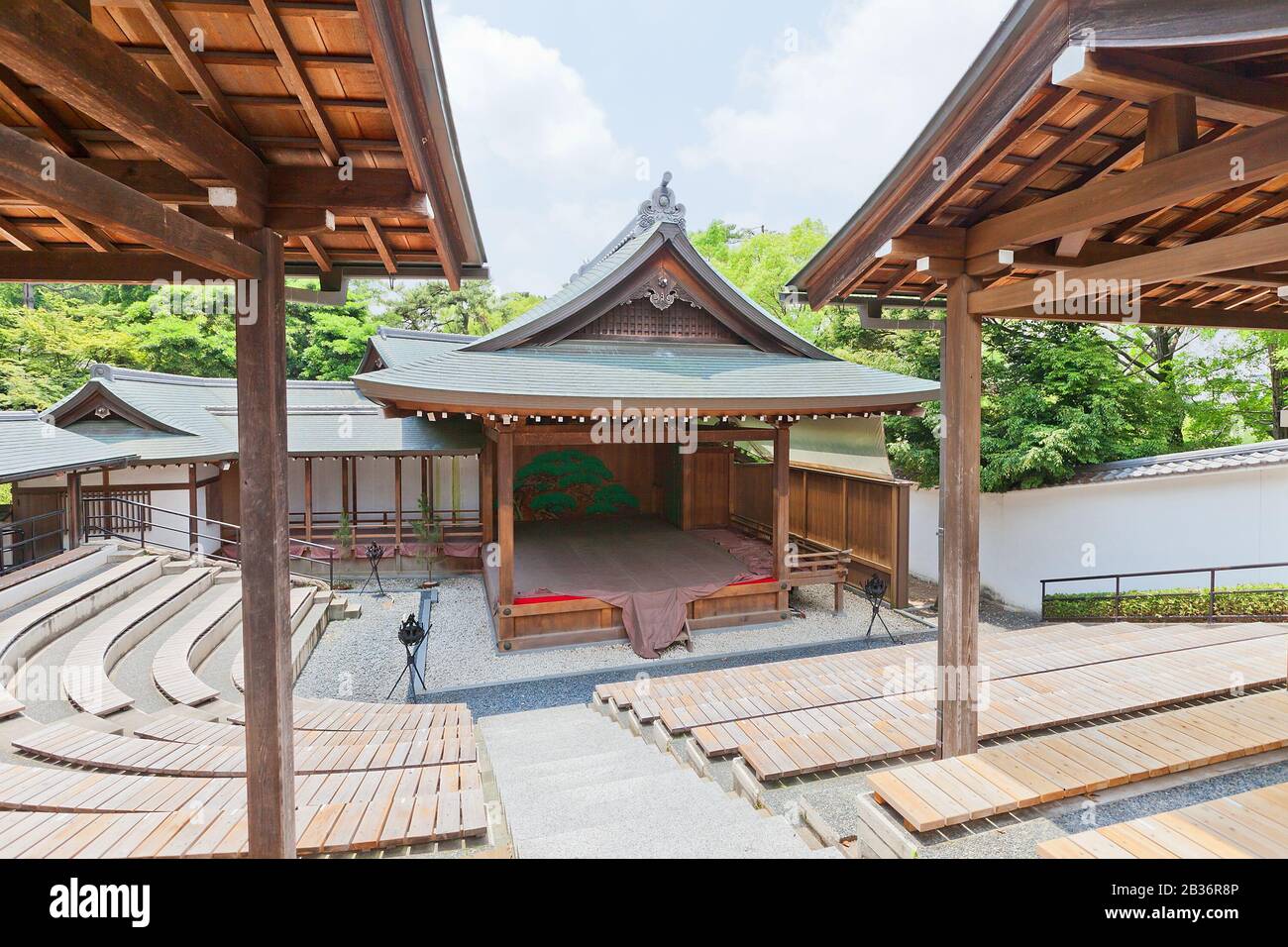 Noh Theatre of Second Bailey in Okazaki Castle, Japan. Castle was founded in 1455 by Saigo Tsugiyori, shogun Tokugawa Ieyasu was born here in 1543 Stock Photo
