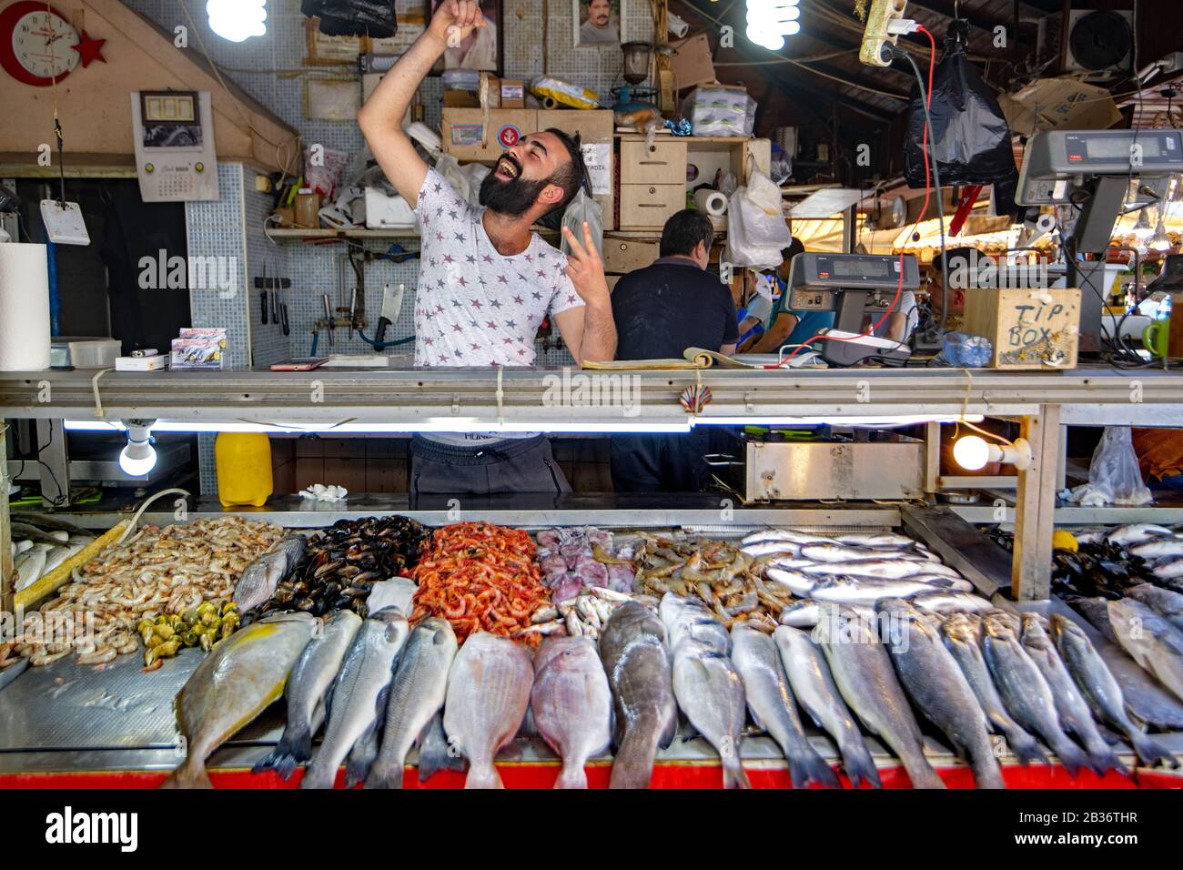 Turkey, Mugla province, Fethiye, fish market Stock Photo