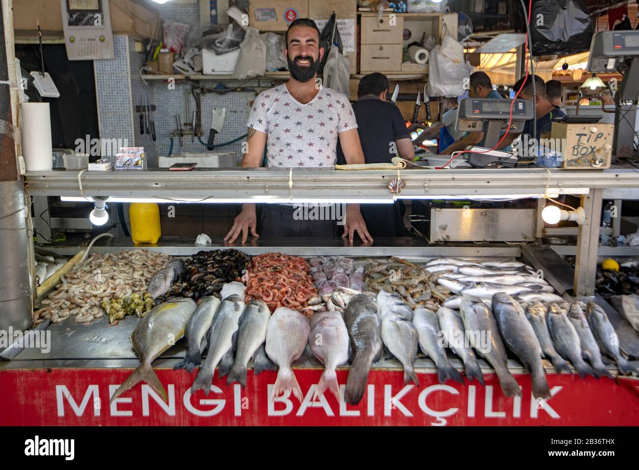 Turkey, Mugla province, Fethiye, fish market Stock Photo