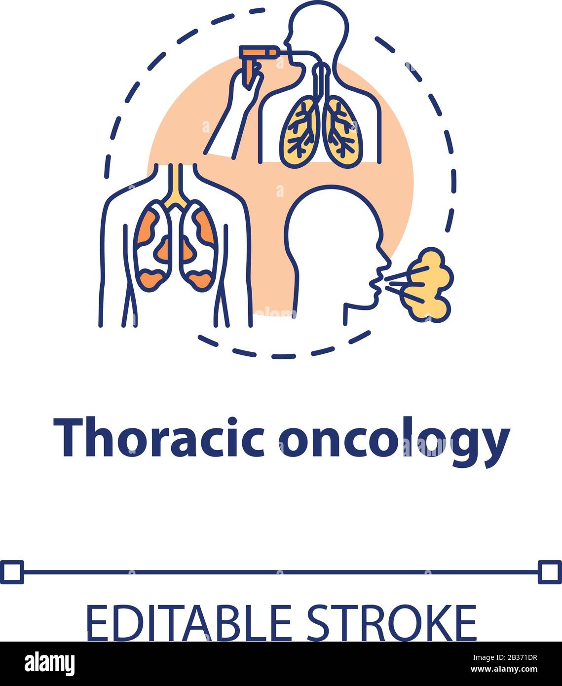 Thoracic oncology concept icon. Lung airways inflammatory disease ...