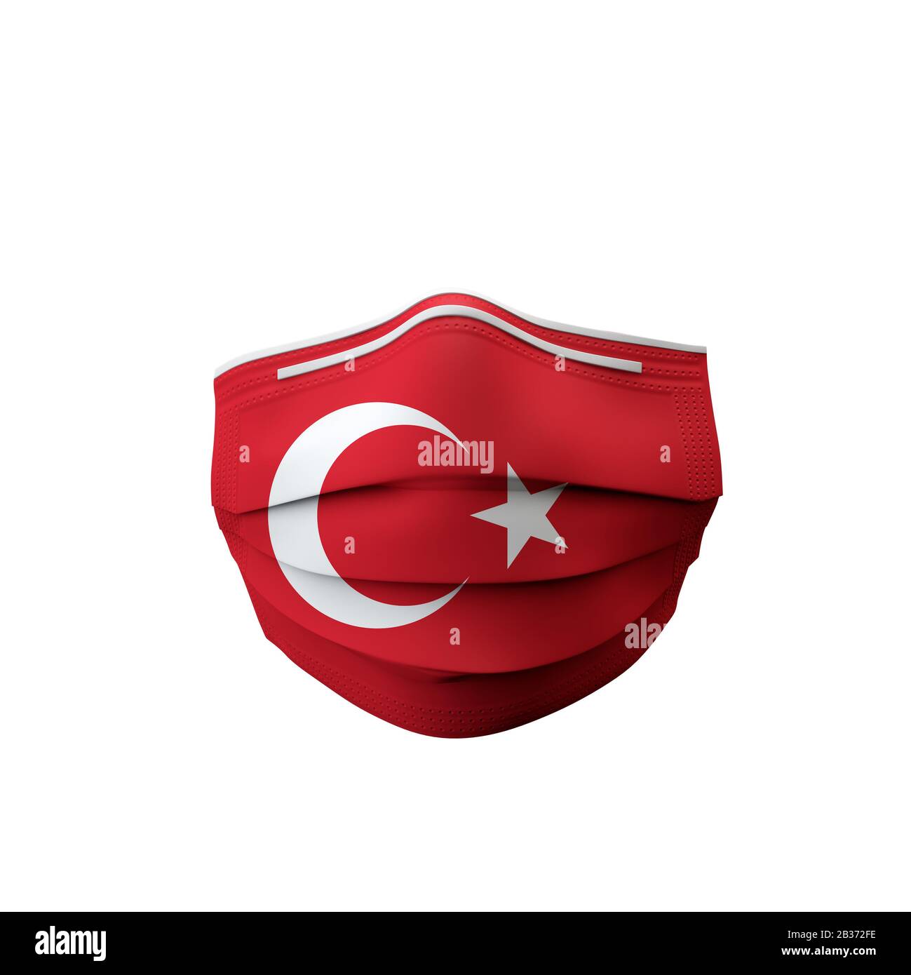 Turkey flag protective medical mask. 3D Rendering Stock Photo