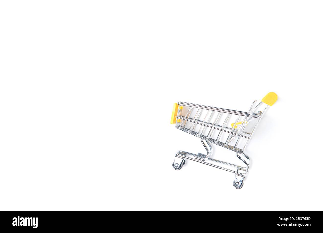 Empty shopping trolley isolated on white background with copy space Stock Photo