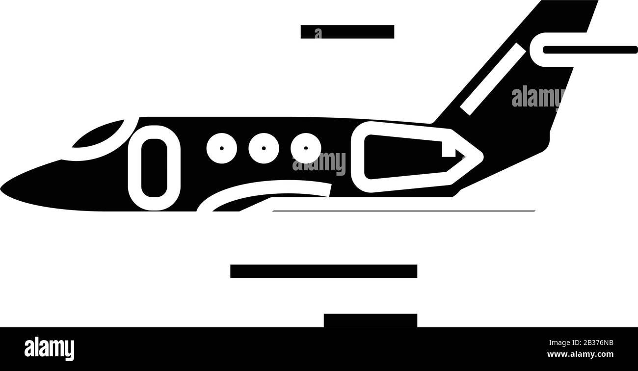 Plane flying black icon, concept illustration, vector flat symbol, glyph sign. Stock Vector