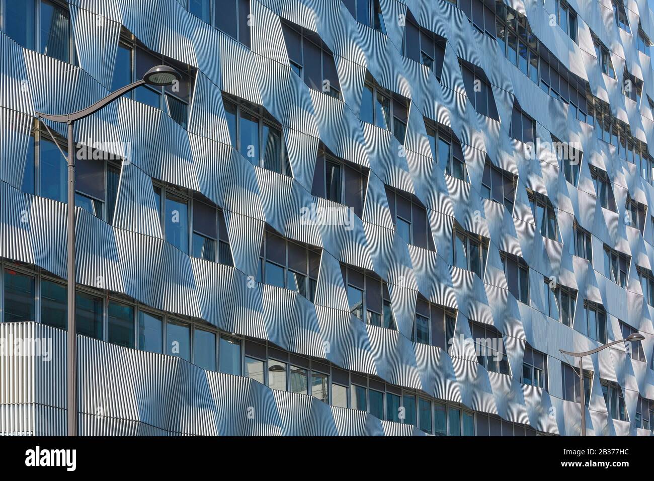 France, Paris, facade of a building in Avenue Pierre Mendes France by architects Brenac and