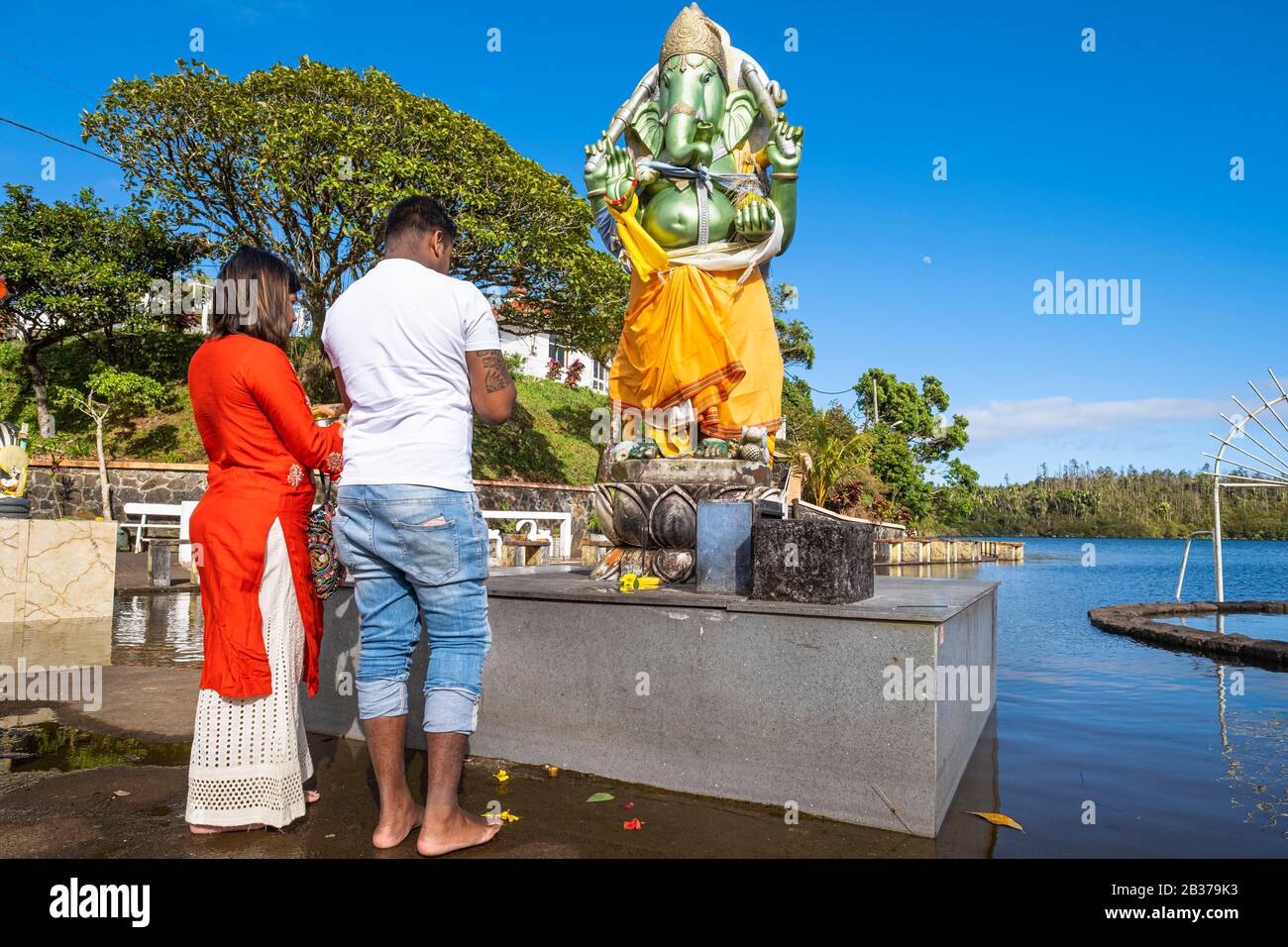 Mauritius, Savanne district, Grand Bassin (or Ganga Talao), the most sacred Hindu place in Mauritius Stock Photo