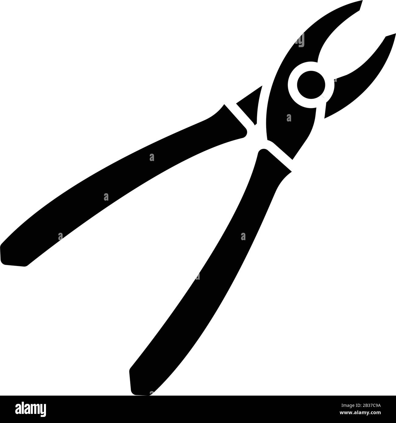 Plier tool black icon, concept illustration, vector flat symbol, glyph sign. Stock Vector