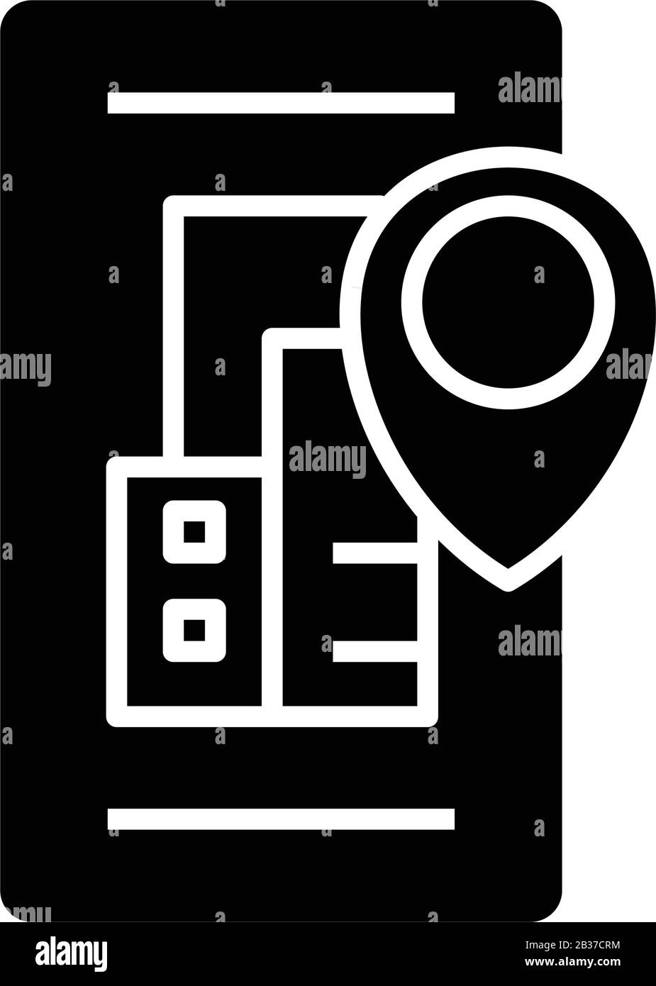 Office location black icon, concept illustration, vector flat symbol