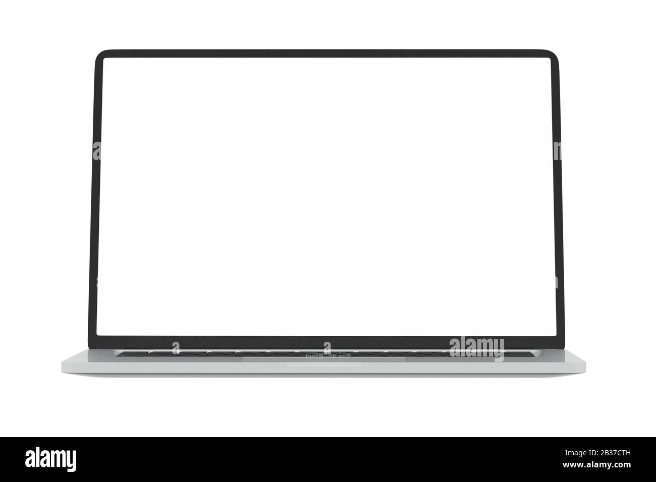 Modern computer laptop Open white screen isolated with clipping mask on