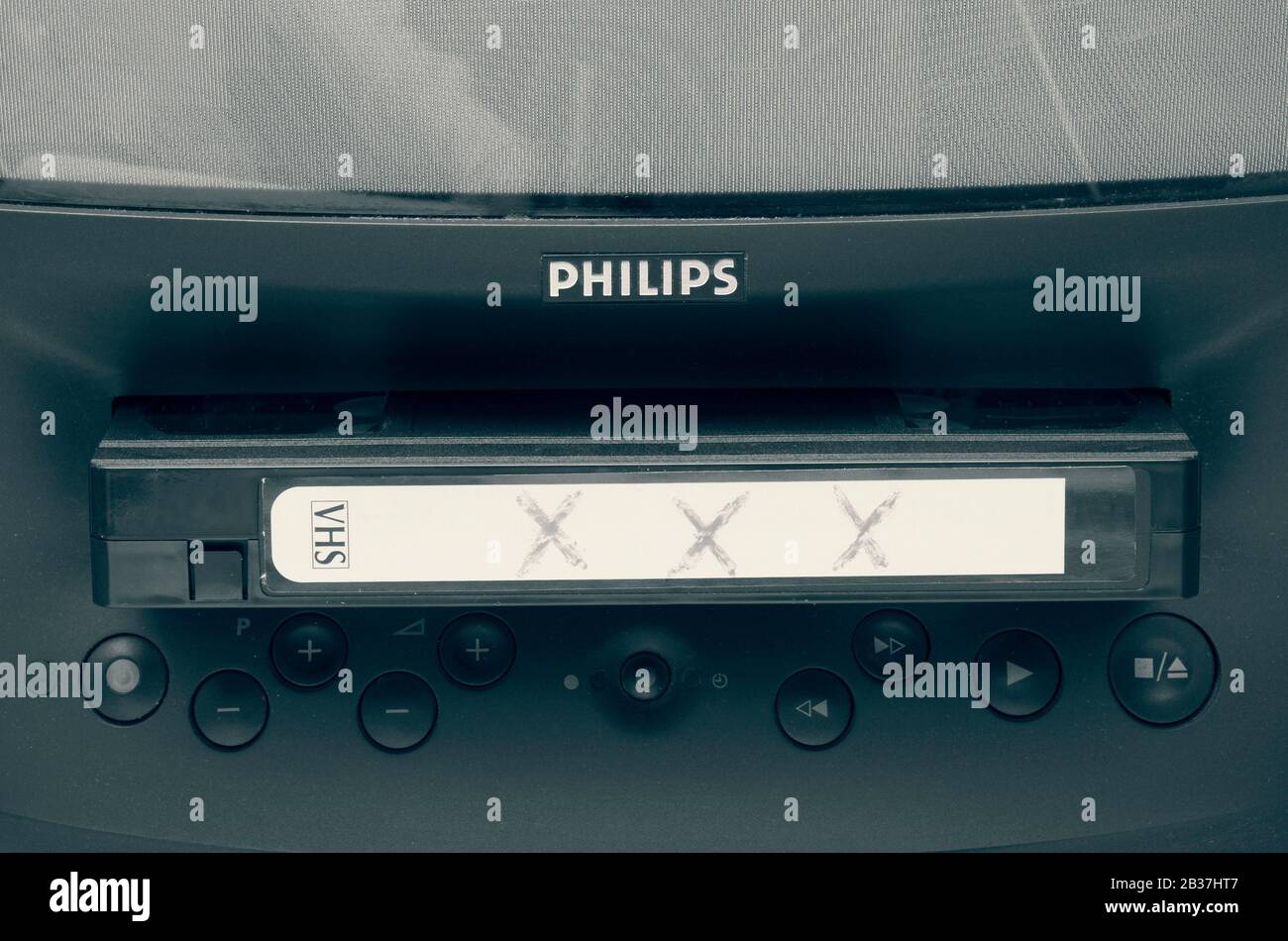 vhs cassette and television with a built in VHS player Stock Photo Alamy