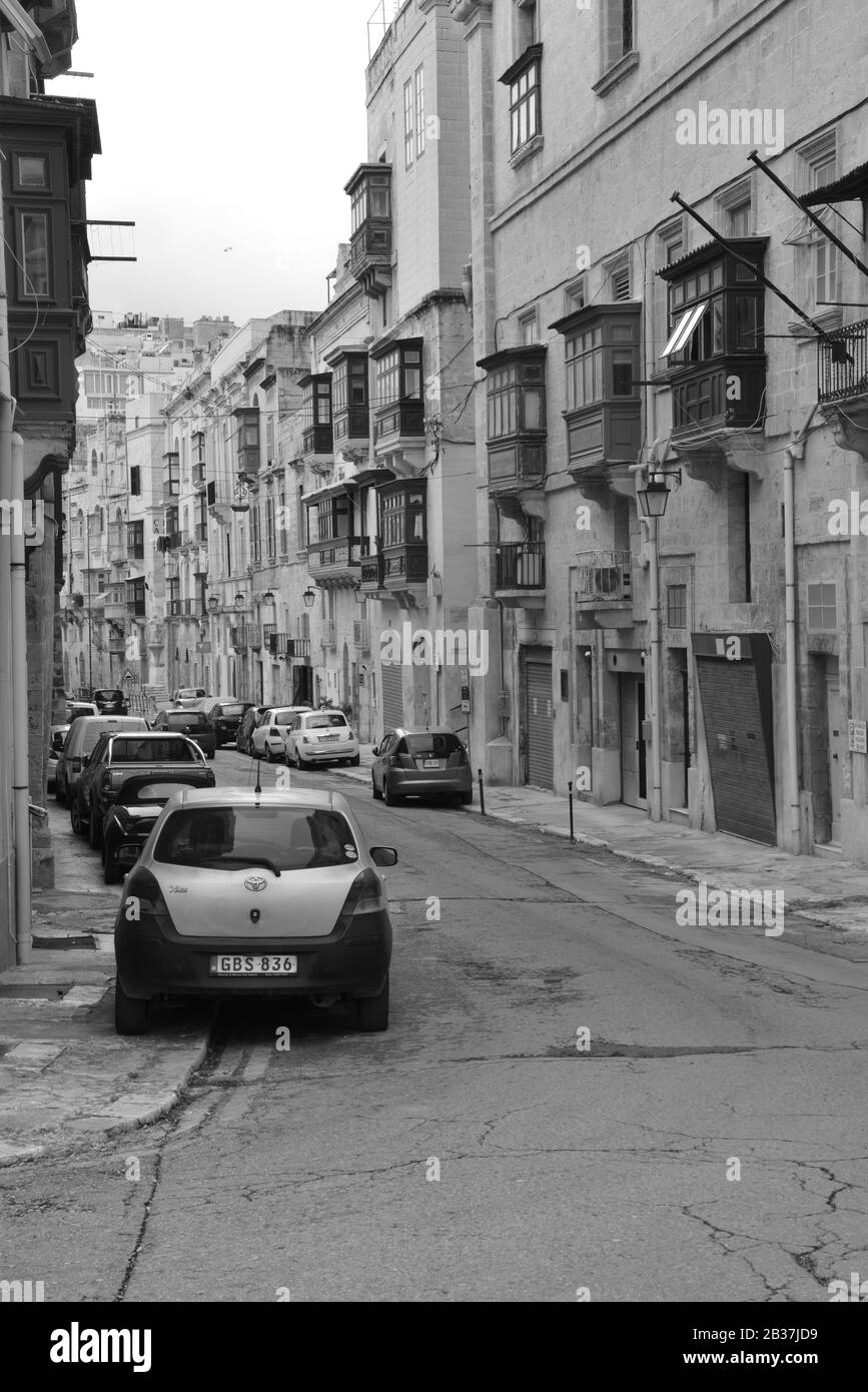 The streets of Valletta in Malta. Stock Photo