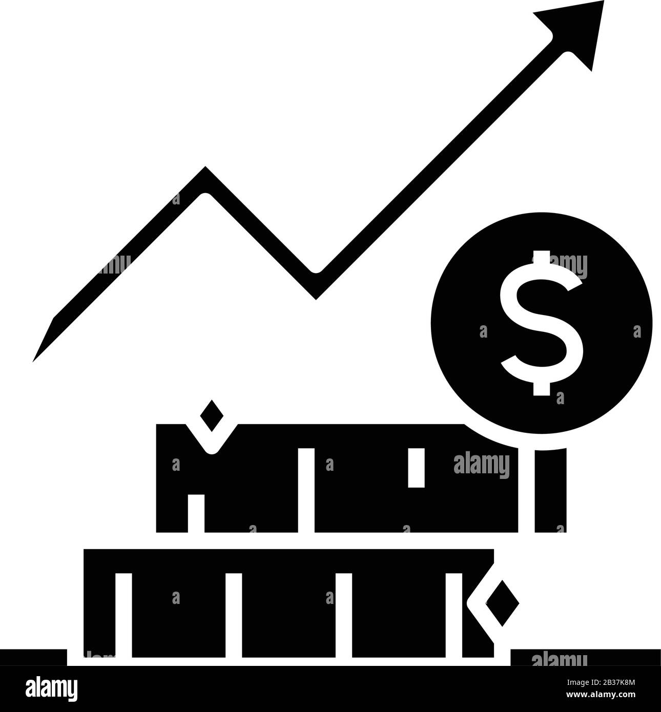 Profit changes black icon, concept illustration, vector flat symbol, glyph sign. Stock Vector