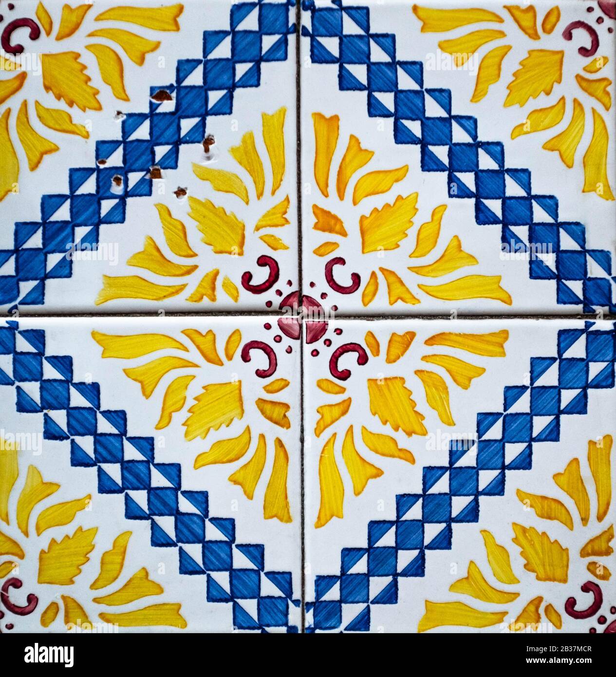 Portuguese traditional tiles Azulejos with colorful floral and ...