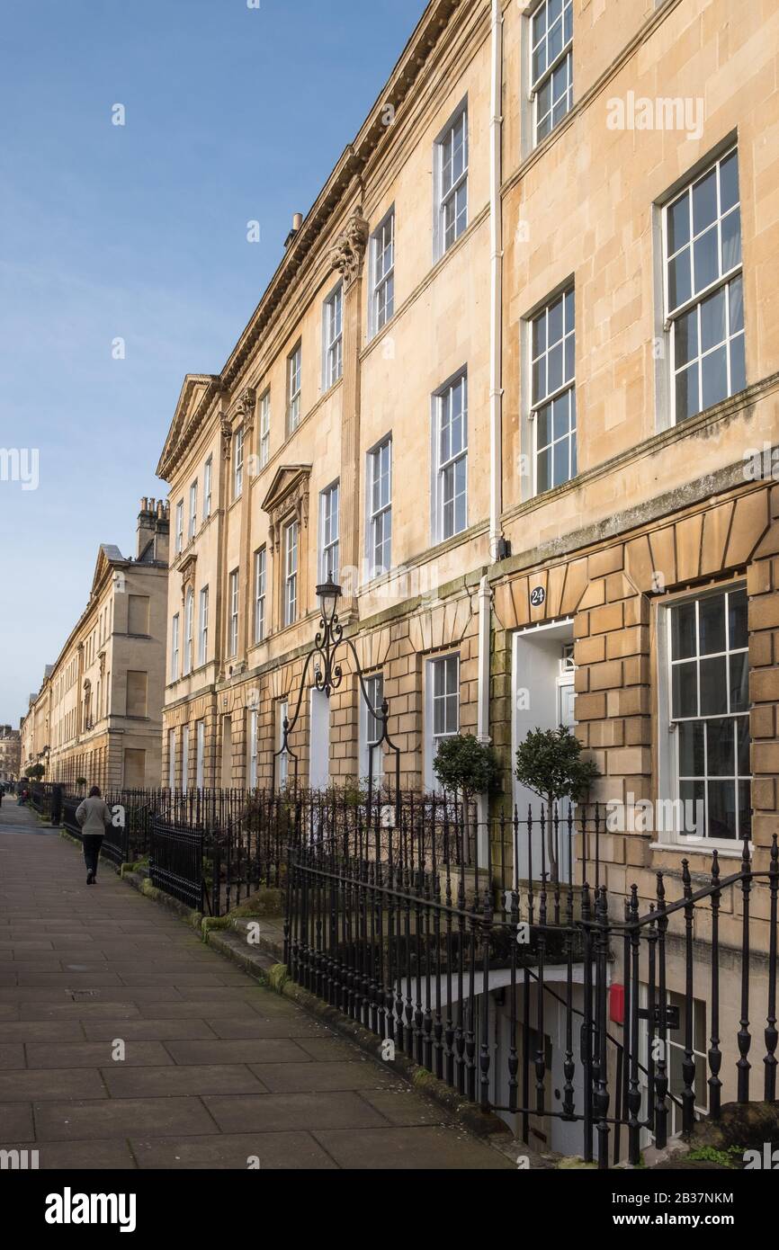 Great Pulteney Street in Bath, Somerset is a wide street lined with magnificent regency style houses Stock Photo