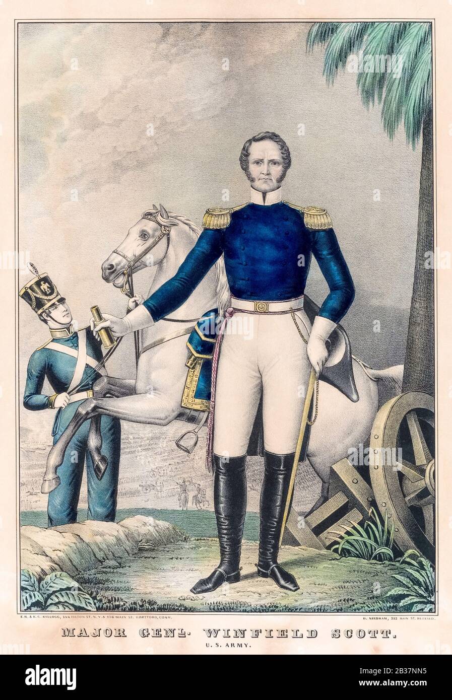 Major General Winfield Scott (1786-1866), United States Army, portrait print by EB & EC Kellogg, 1847-1848 Stock Photo