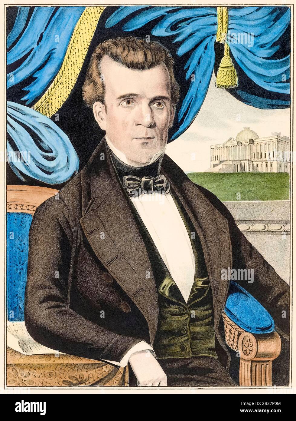 James K Polk (1795-1849), Eleventh President of the United States, portrait print by Nathaniel Currier, 1845-1849 Stock Photo