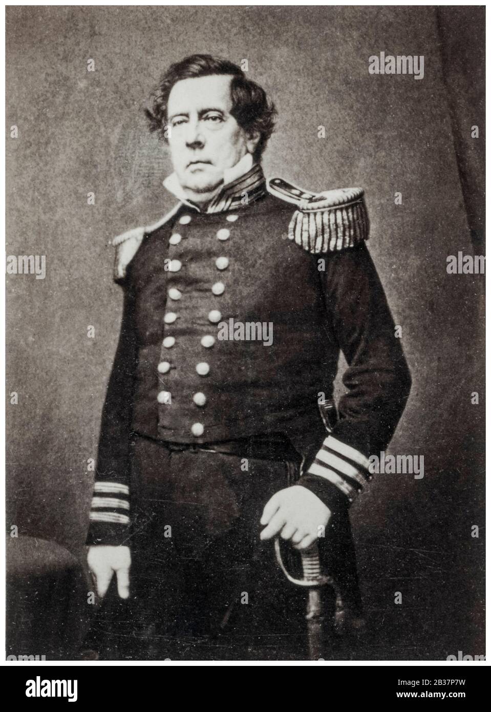 Commodore Matthew Calbraith Perry (1794-1858), United States Navy, portrait photograph by Mathew B Brady, 1854-1858 Stock Photo