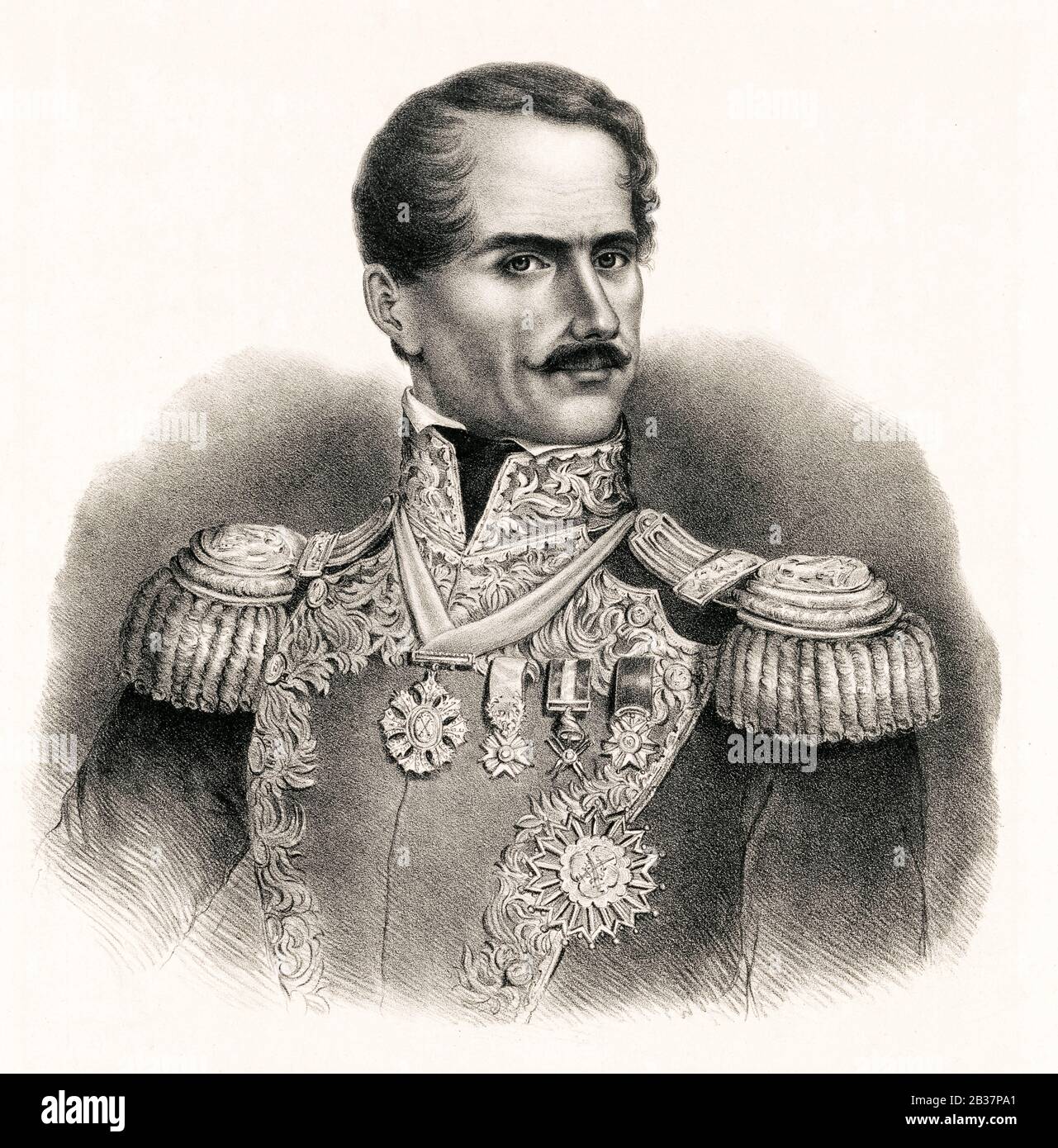 General D Antonio Lopez De Santa-Anna (1794-1896), President of the Republic of Mexico, print by A Hoffy, circa 1847 Stock Photo