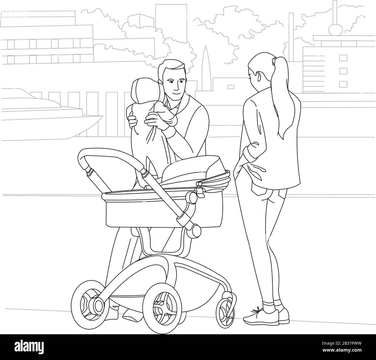 Mom Dad And Baby Drawing