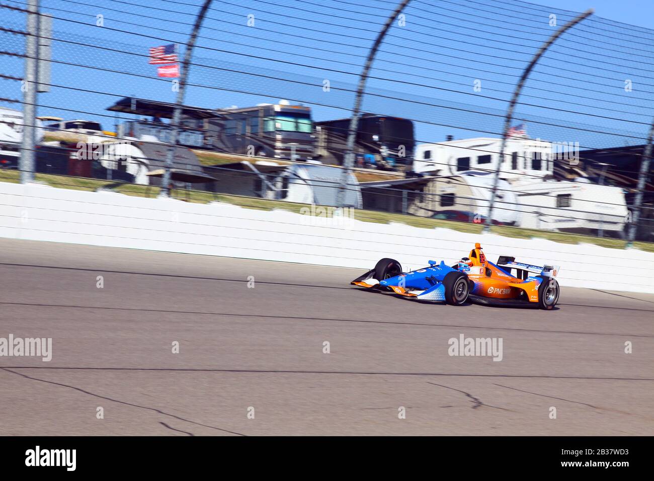 Newton Iowa, July 19, 2019:  Felix Rosenqvist, Sweden, on race track during practice session for the Iowa 300 Indycar race. Stock Photo