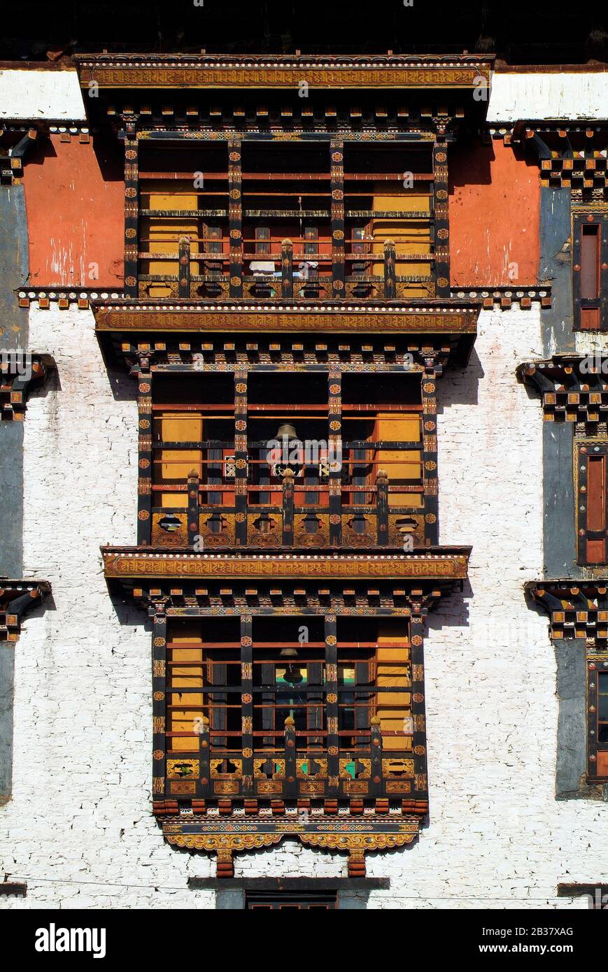 Paro Inside Bhutan, inside courtyard of Paro Dzong with main building named Uschi ...