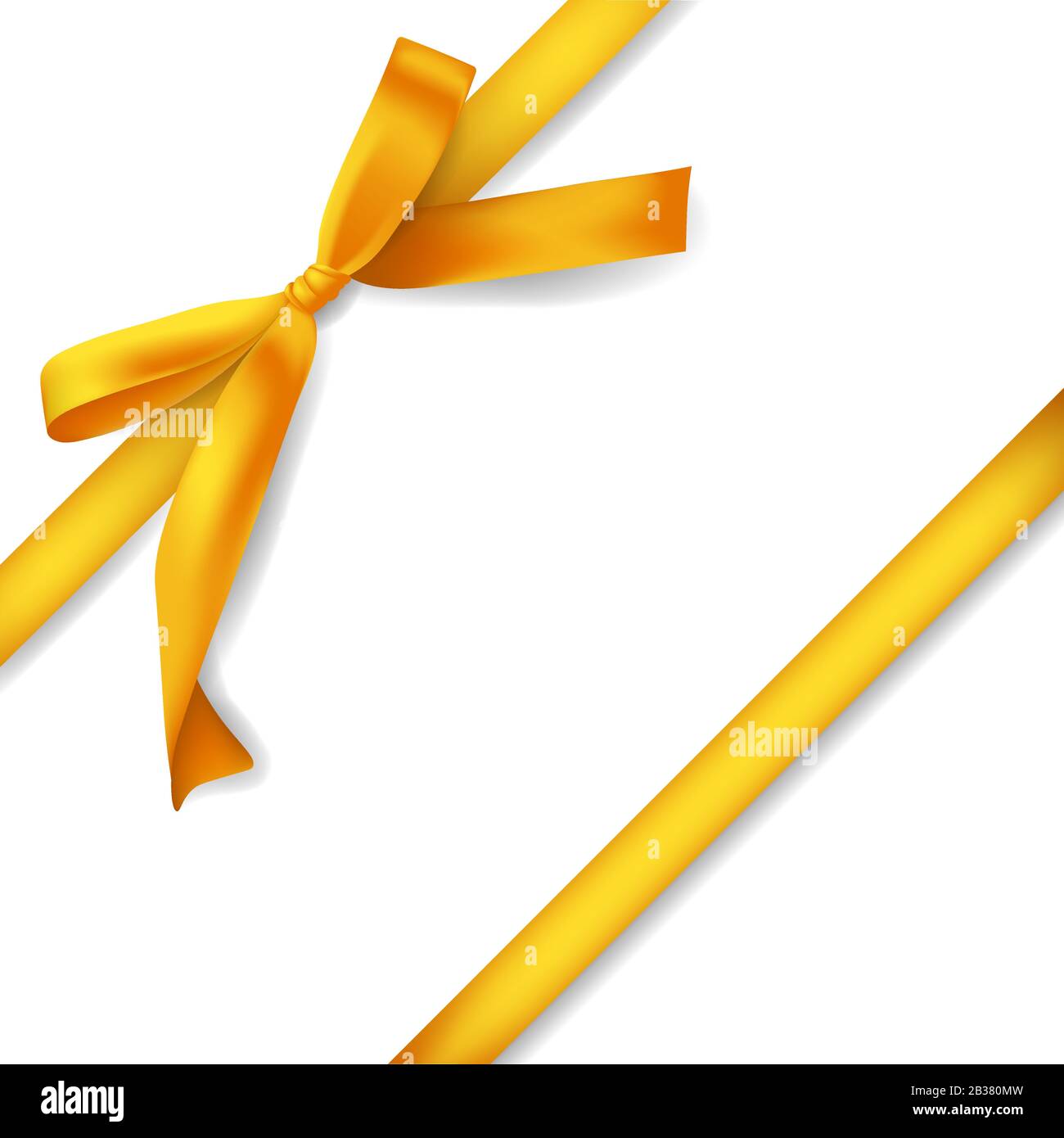 realistic golden ribbon with bow, decoration for gift boxes, design element Stock Vector