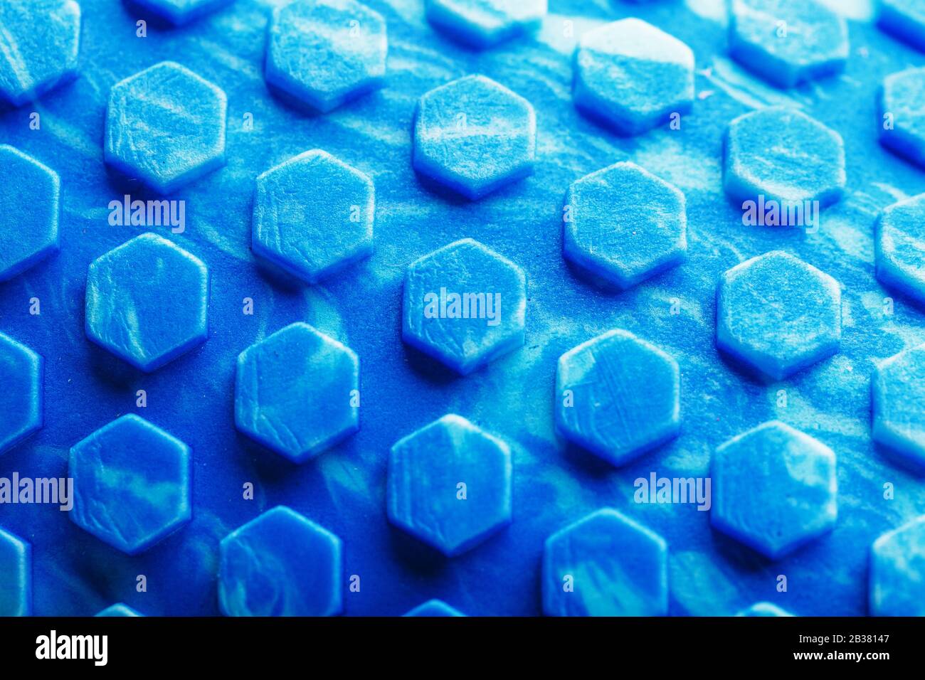 Abstract blue texture with hexagonal cells the Entire screen as the background. Conceptual texture in the hexagon pattern Hades. Macro Stock Photo