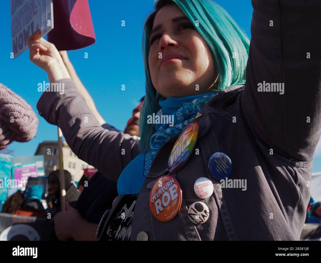 Washington, District of Columbia, USA. 4th Mar, 2020. A pro-life demonstrator voices her views in front of the US Supreme Court Credit: Sue Dorfman/ZUMA Wire/Alamy Live News Stock Photo