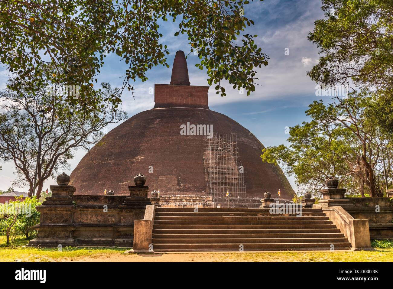 The Jetavaranama Dagoba Stupa, undergoing continual maintenance at Anuradhapura in Sri Lanka. The Jetavanaramaya is a stupa, or Buddhist reliquary mon Stock Photo