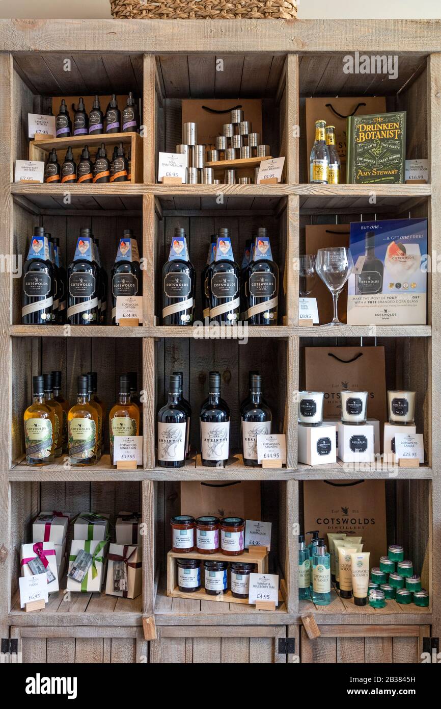 Whiskey, Gin and other spirits on display from Cotswolds Distillery on