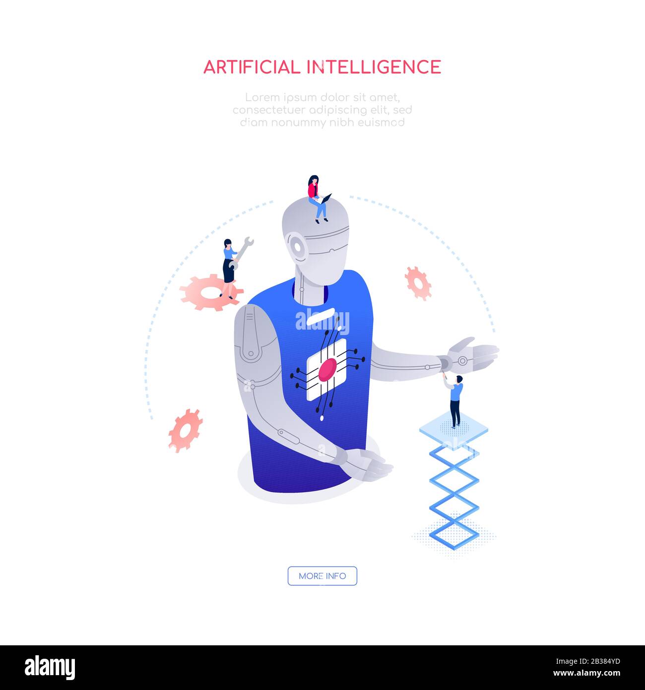 Artificial intelligence - modern isometric vector web banner Stock Vector