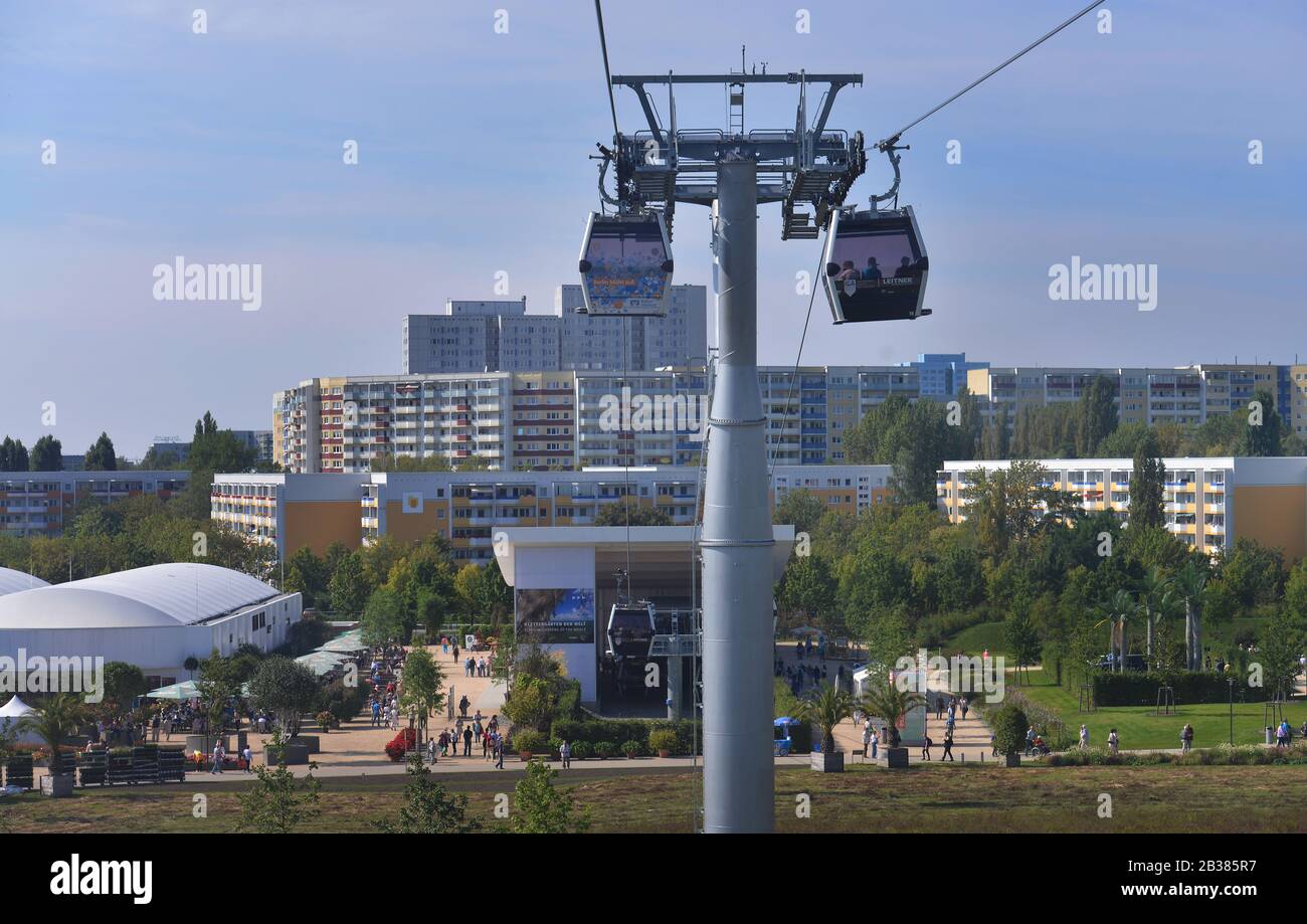 Seilbahn, IGA, Blumberger Damm, Marzahn, Berlin, Deutschland Stock