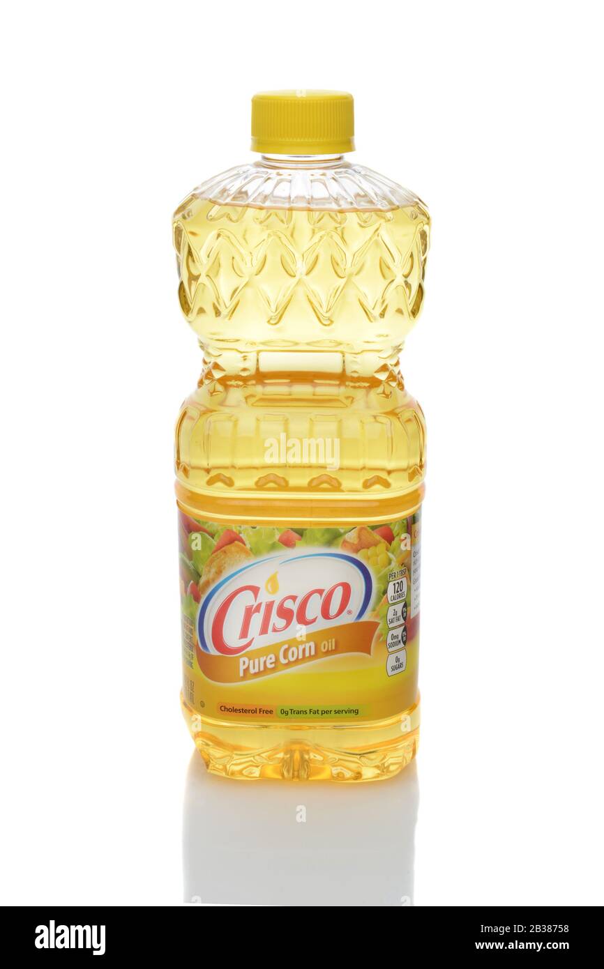 IRVINE, CA - DECEMBER 12, 2014: A bottle of Crisco Corn Oil. Crisco is a brand of shortening produced by The J.M. Smucker Company popular in the Unite Stock Photo